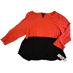 Orange and Black COlor Block Blouse (NWT)